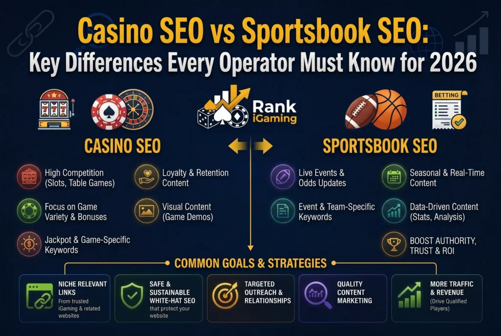 Casino SEO vs Sportsbook SEO: 7 Key Differences in 2026