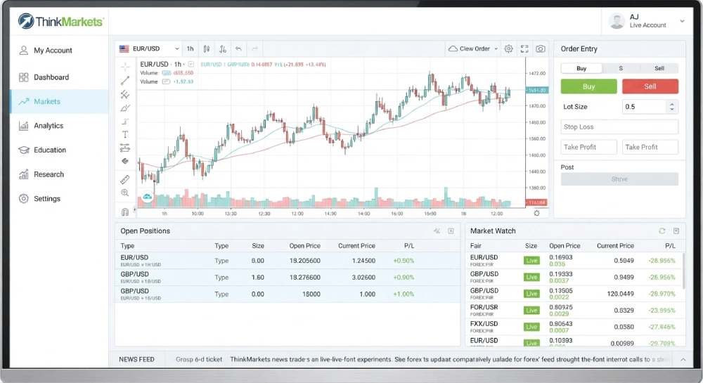 Tinkmarkets trading plateforms dashboard
